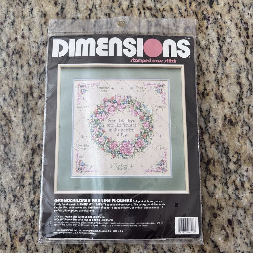Vintage Dimensions Cross Stitch Kit Grandchildren Are Like Flowers 3117 - 1991
